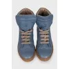 Blue leather high-top sneakers