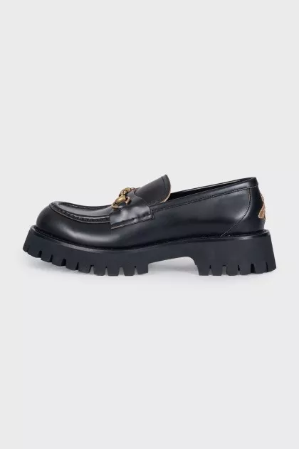 Leather loafers with embellishments