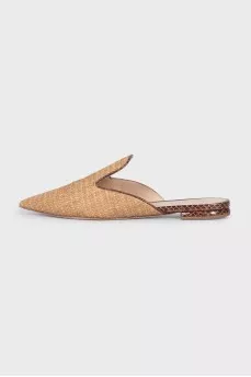 Brown weave mules