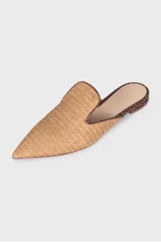 Brown weave mules