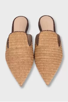 Brown weave mules