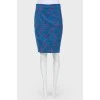 Blue floral pink pencil skirt