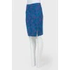 Blue floral pink pencil skirt