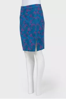 Blue floral pink pencil skirt