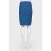Blue floral pink pencil skirt