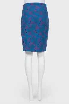 Blue floral pink pencil skirt