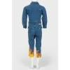 Children's denim jumpsuit with appliqué
