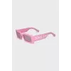 Pink sunglasses with the brand logo