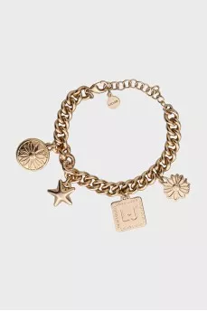 Gold chain bracelet with pendants
