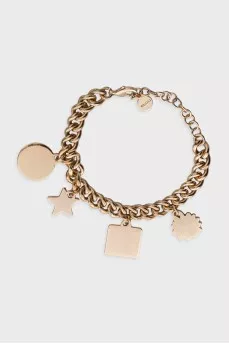 Gold chain bracelet with pendants