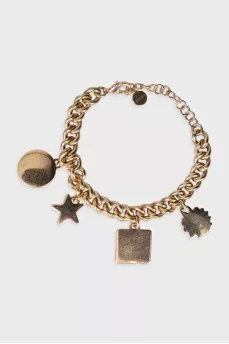 Gold chain bracelet with pendants