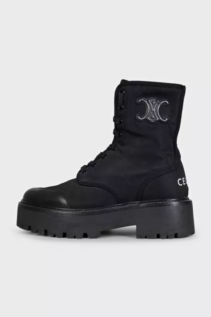 Black textile boots