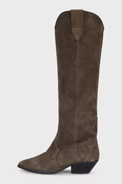 High suede cossack boots