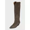 High suede cossack boots