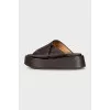 Brown leather flip-flops with high soles