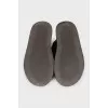 Brown leather flip-flops with high soles