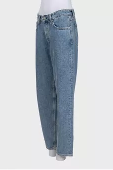 Straight-leg jeans with pockets, mid-rise