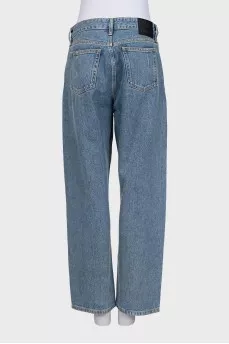 Straight-leg jeans with pockets, mid-rise