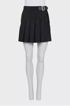 Large pleated skort with buckle