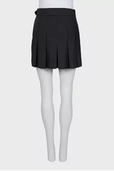 Large pleated skort with buckle