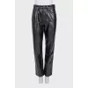 Black straight-leg trousers with a mid-rise