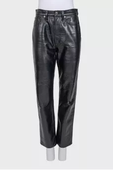 Black straight-leg trousers with a mid-rise