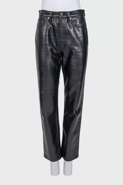Black straight-leg trousers with a mid-rise