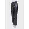 Black straight-leg trousers with a mid-rise