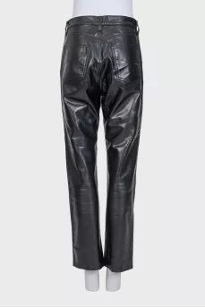 Black straight-leg trousers with a mid-rise