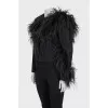 Black cropped jacket decorated with feathers