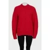 Red sweater with signature print