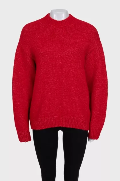 Red sweater with signature print
