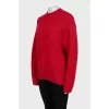 Red sweater with signature print
