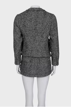 Gray suit with a printed skirt