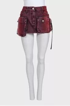 Faded denim mini skirt