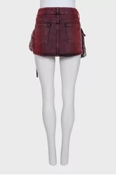 Faded denim mini skirt