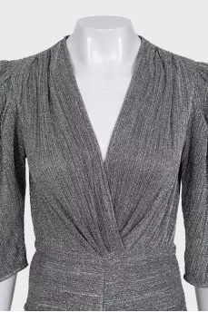 Silver dress with accent shoulders