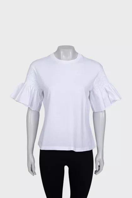 White T-shirt with puff sleeves