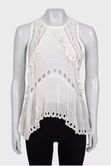 White perforated T-shirt