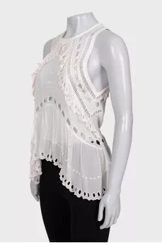 White perforated T-shirt