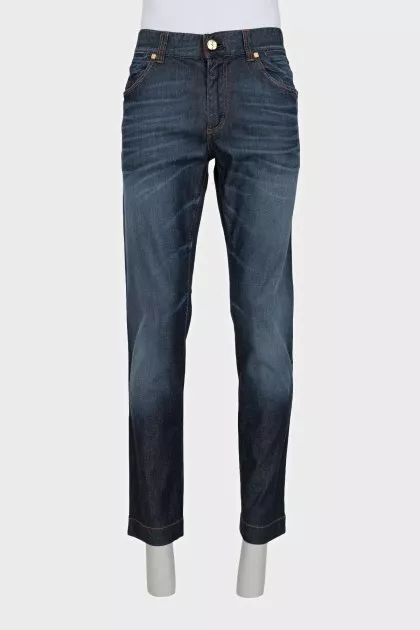 Men's straight-leg distressed jeans