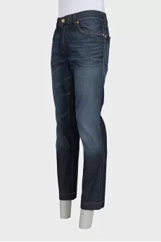 Men's straight-leg distressed jeans