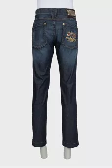 Men's straight-leg distressed jeans