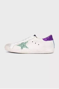 Textile sneakers with a shiny back
