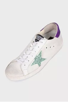 Textile sneakers with a shiny back