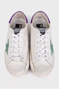 Textile sneakers with a shiny back