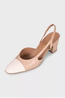 Розовые слингбэки из кожи