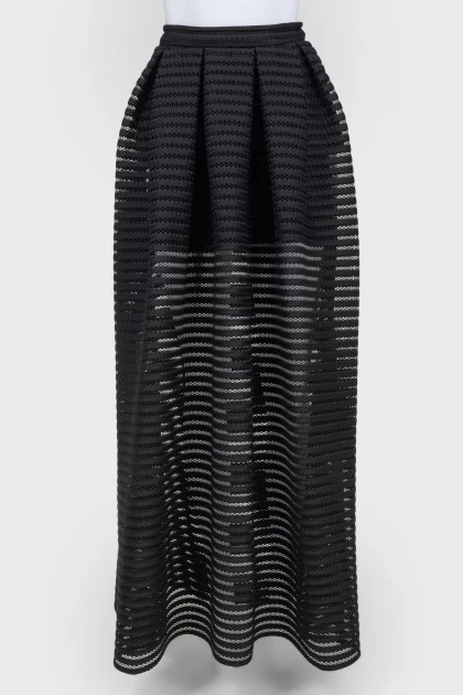 Perforated black maxi skirt