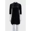 Black velvet straight-cut dress