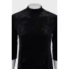 Black velvet straight-cut dress